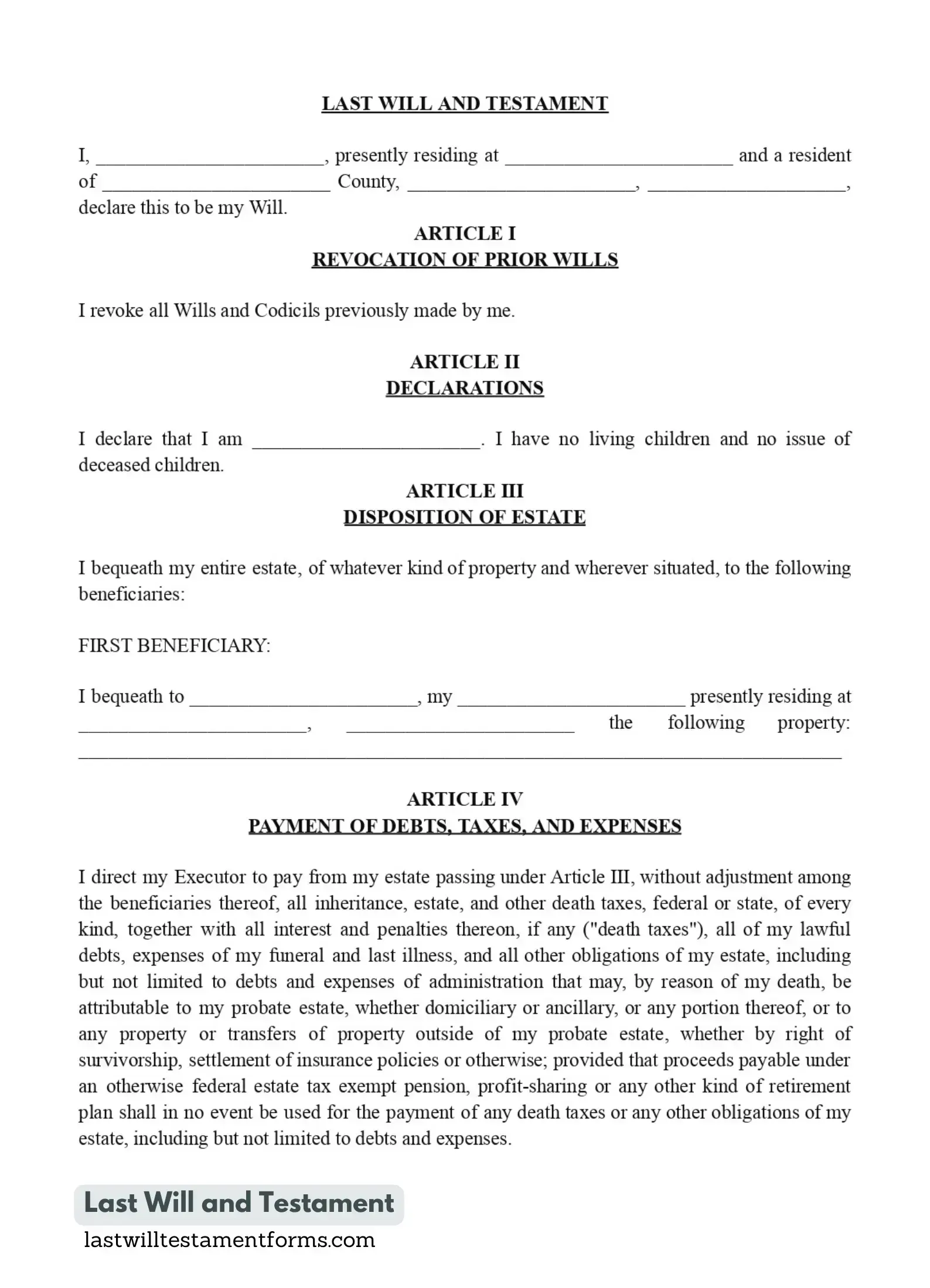 Last Will and Testament ensures your assets are distributed according to your wishes. Last Will and Testament